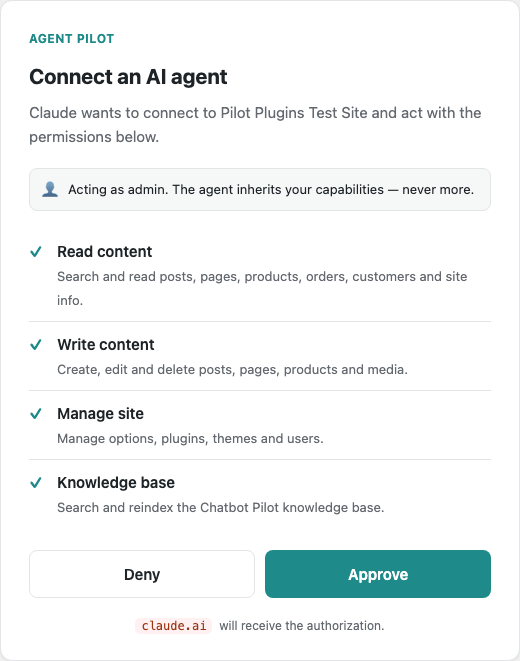 Agent Pilot OAuth consent screen