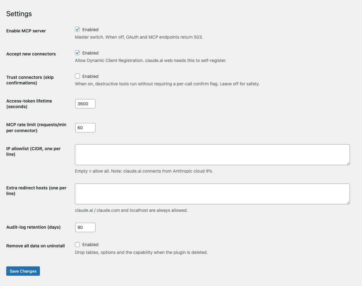 Agent Pilot settings