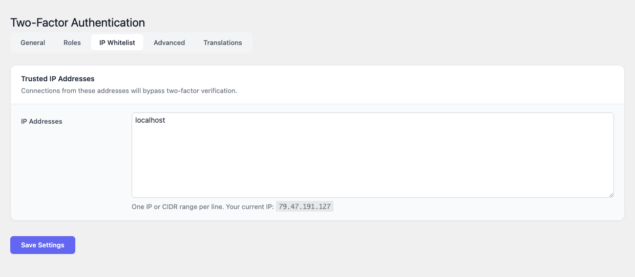 IP whitelist