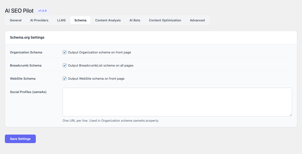 Schema settings