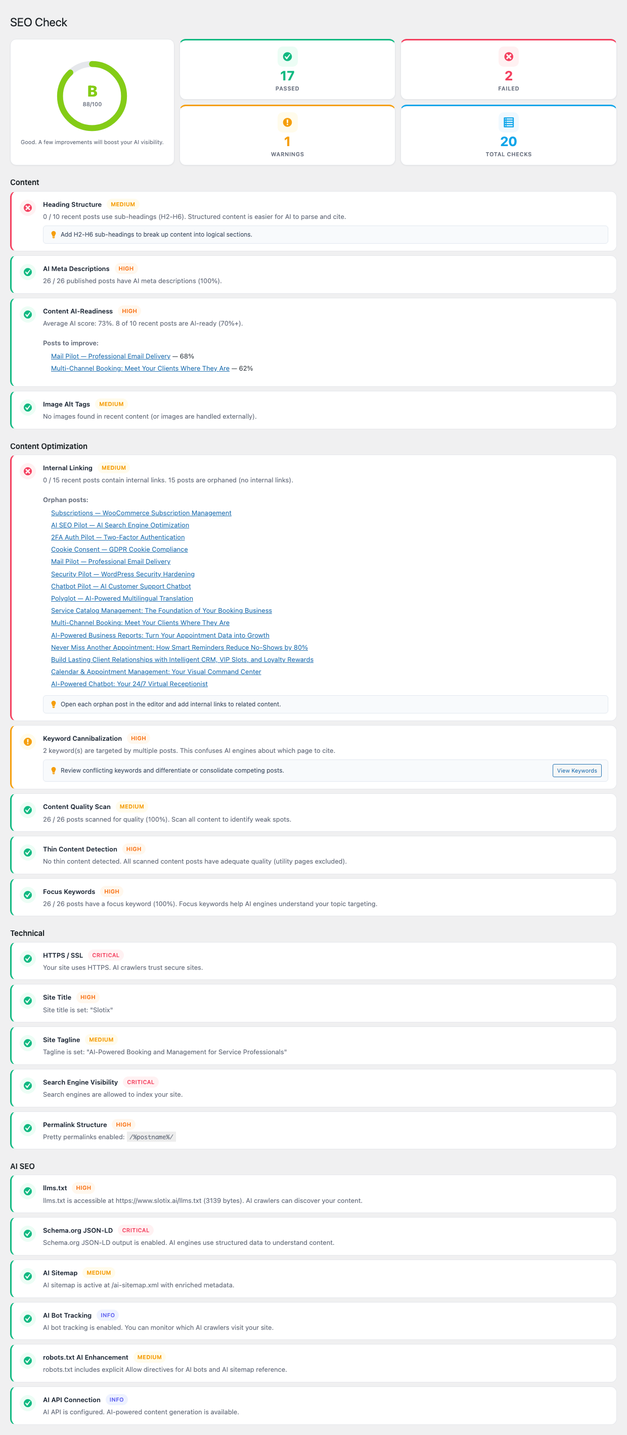 AI SEO Pilot — SEO Check audit page